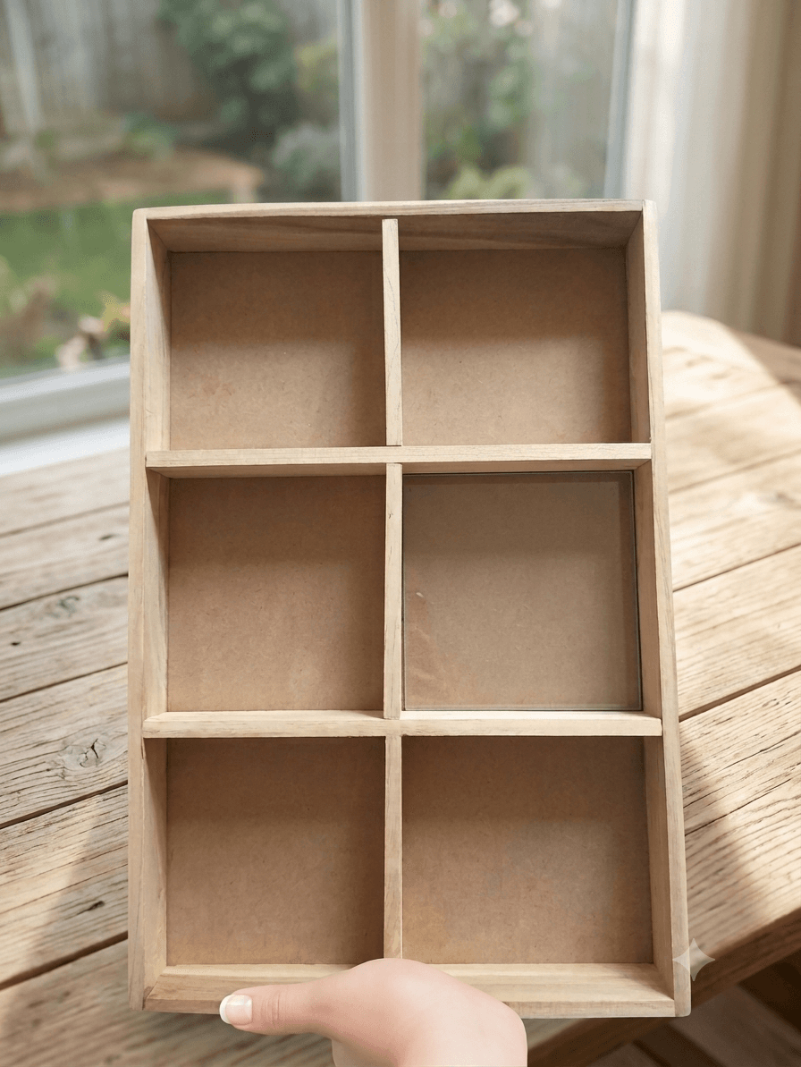 Wooden dry fruit packing tray 6 division 